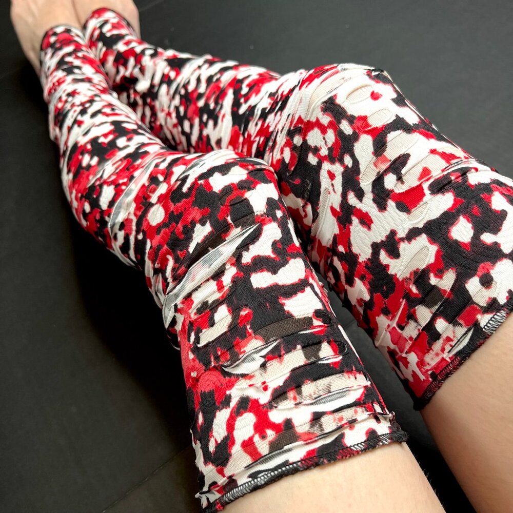 Red Mummy Leg Warmers Bandage Knee Socks Wrap Ripped Thigh Highs Blood Splatter